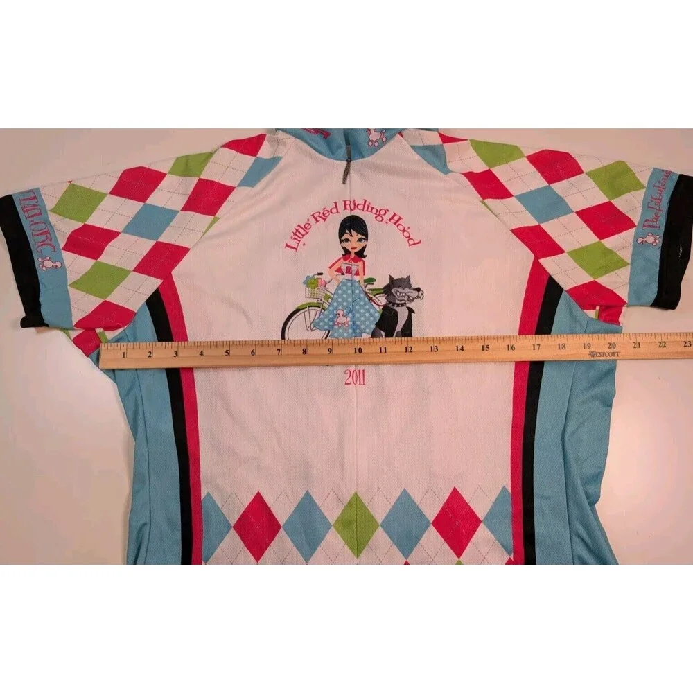Voler Womens XL White Short Sleeves Little Red Riding Hood Bike Cycling Jersey